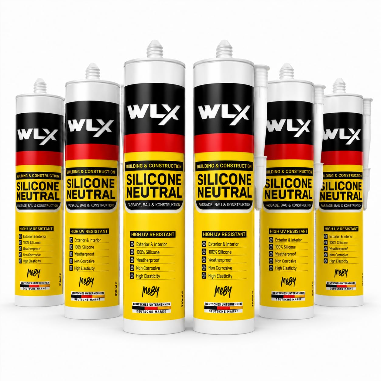 Silicone neutre transparent - Résistant aux UV, imperméable - Mastic pour salle de bain, cuisine, fenêtre et construction - 310 ml (6)