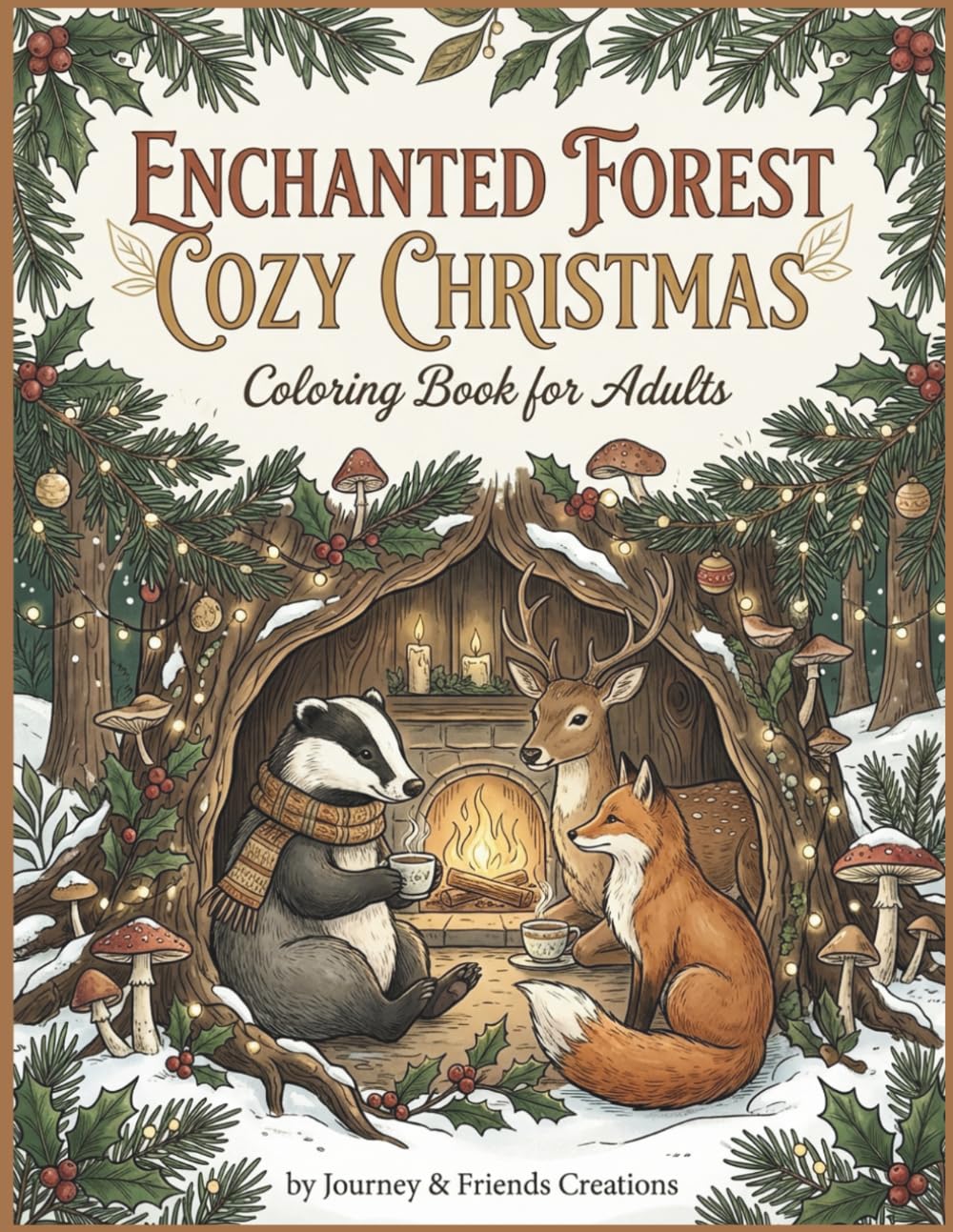 Enchanted Forest Cozy Christmas Coloring Book for Adults: Very Cozy Forest Themed Winter Coloring Book, Intricate Detail