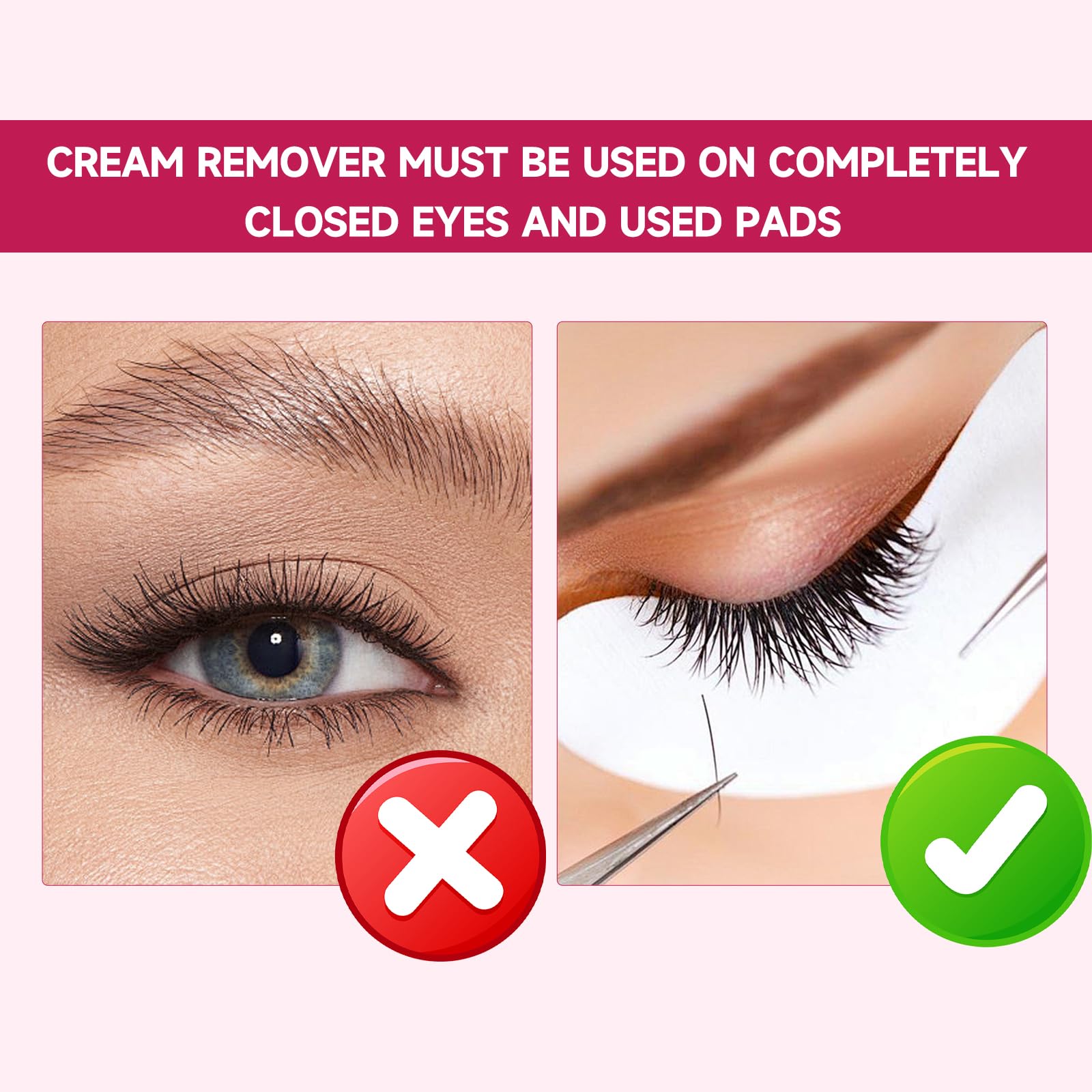 FADVAN Crema Remover Ciglia Finte Extension 10g e Patch Occhi 50pcs - Fragole Rimozione Lashes Glue,Patches Occhi Rimuovere Ciglia,Strumento Kit Perfetto per Struccarsi le Ciglia