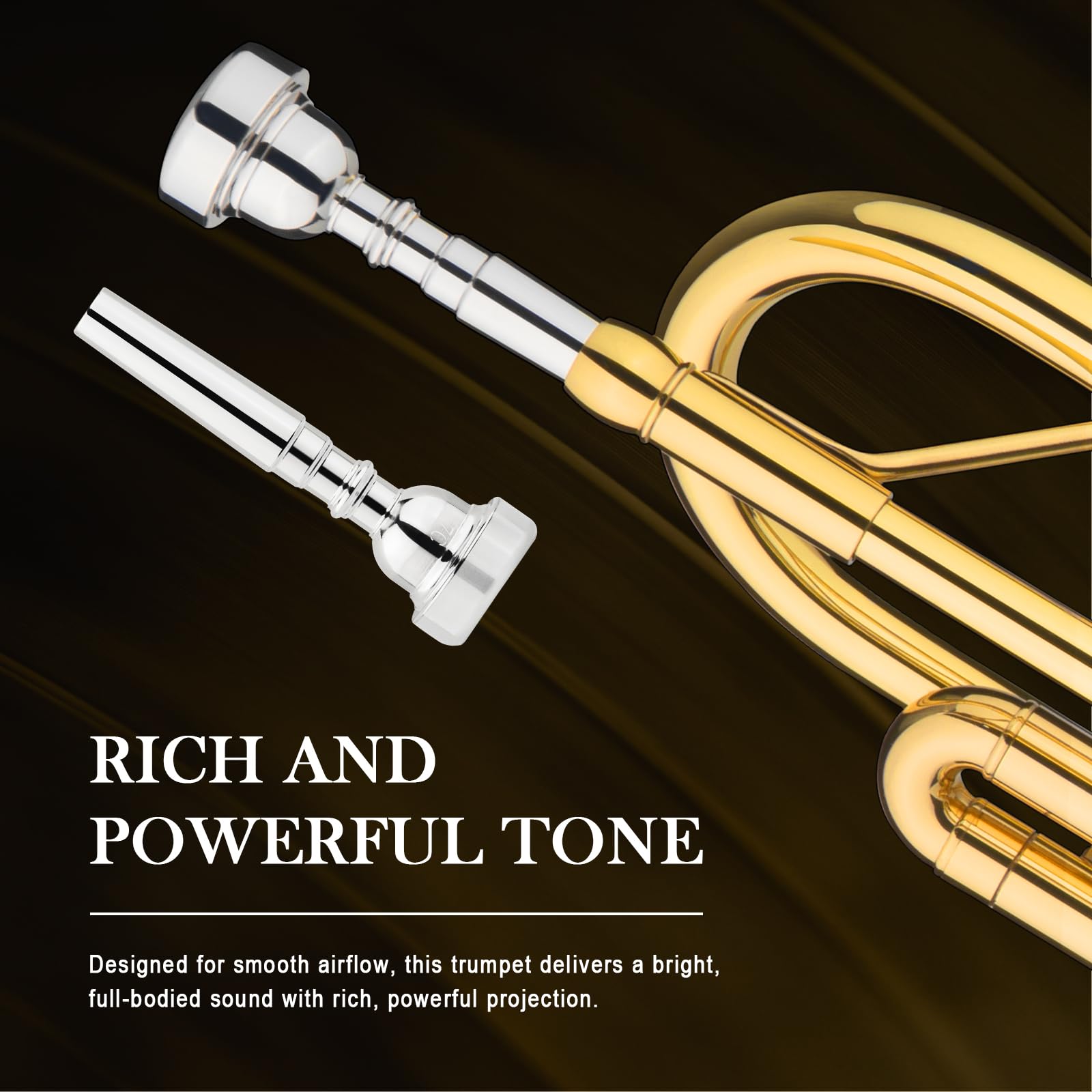 SONICAKE Trompette Bb Standard pour Débutants, Trompette Étudiante en Laiton Doré avec Étui Rigide, Embouchure 7C, Gants QTP-01