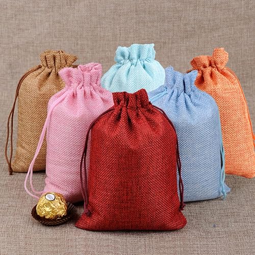 Miniatura 6 de YANGBOYY Bolsas de arpillera, paquete de 25 bolsas de arpillera de 5 x 7 pulgadas, bolsa de regalo con cordón de arpillera, bolsa de regalo de