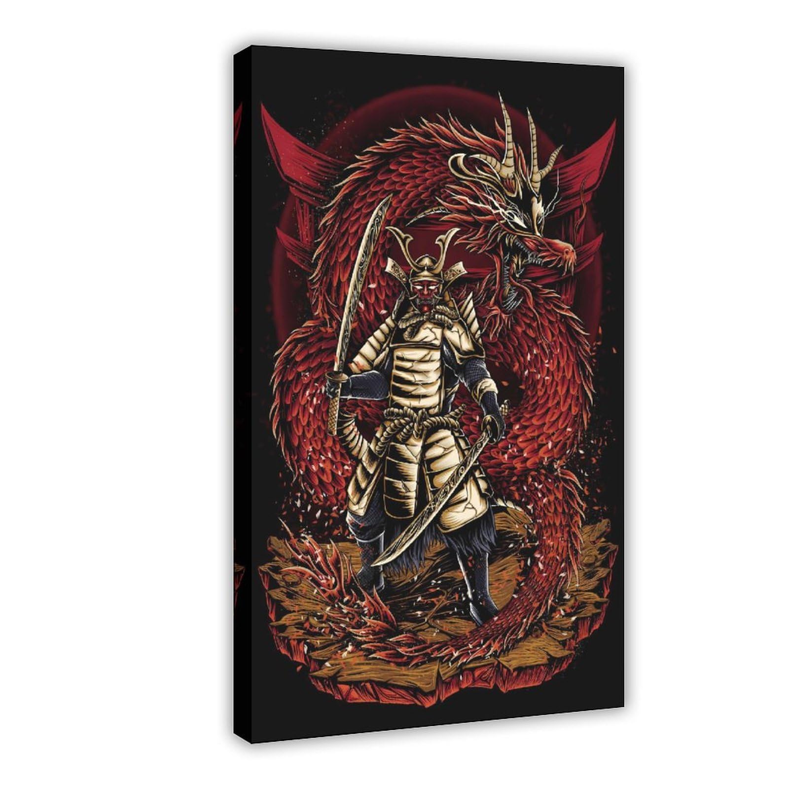 Qnvjqkdsi Frame Japanese Samurai Art (5) Canvas Poster Wall Art Decor Print Picture Paintings For Living Room Bedroom Decoration 16" L X 24" W