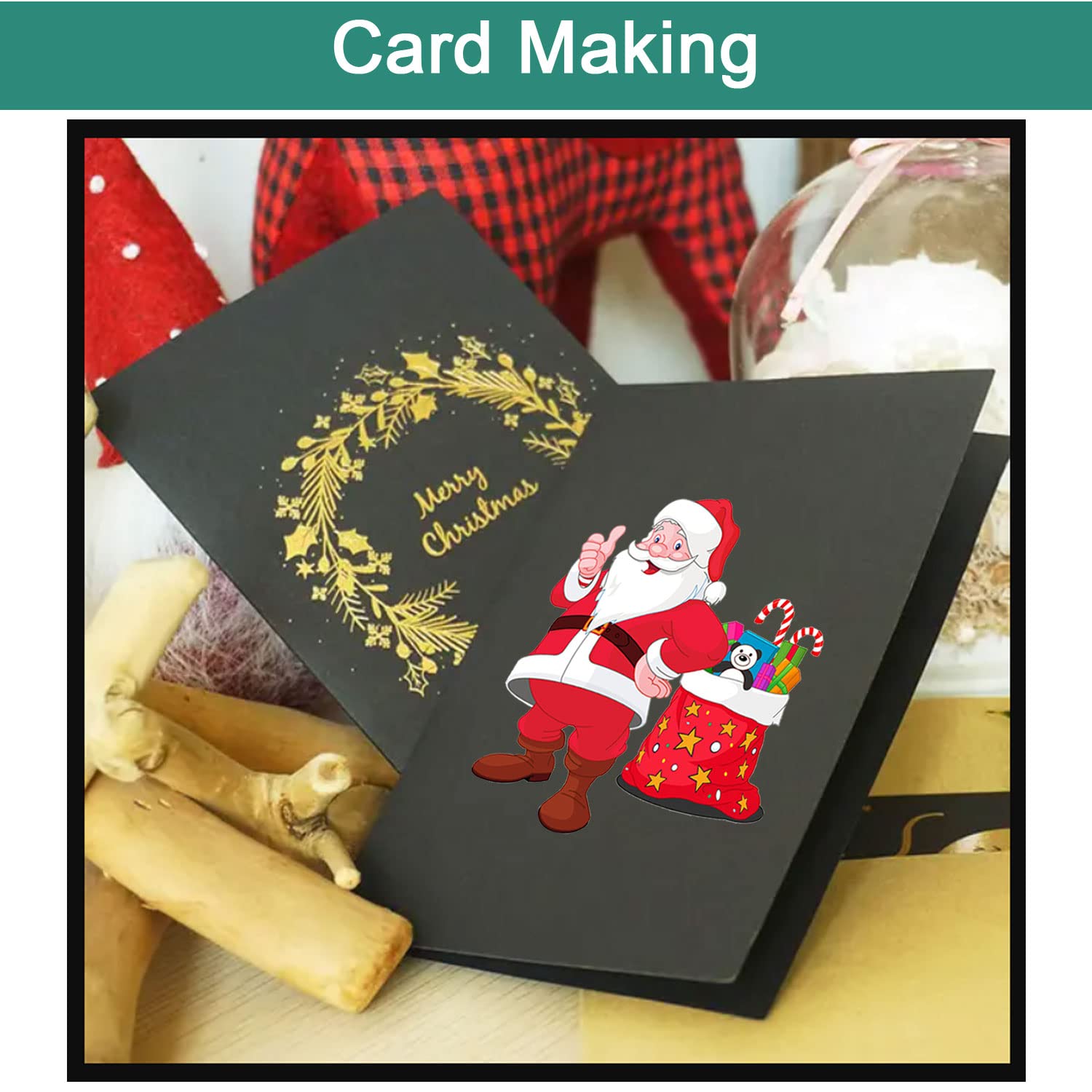 4 juegos de troqueles de Navidad de chimenea de Papá Noel para hacer tarjetas, suministros de álbumes de recortes, troqueles en relieve, plantilla para moldes de bricolaje, tarjetas de papel, álbum de
