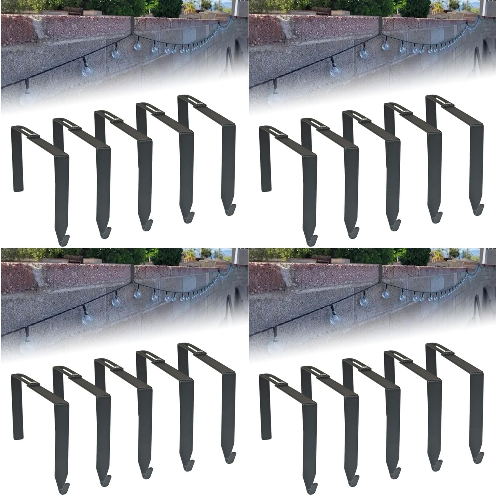 Aundhegrtt Adjustable Outdoor Light String Hooks for 3.2-6 Inch Concrete Cinder Block Wall and Fences, 20 Pcs String Light Hangers