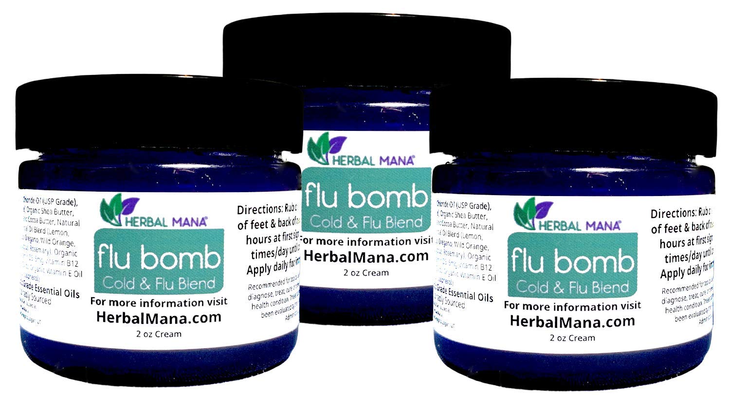 Flu Bomb Cream 3 Pack - Boost Immune System 100% Natural Anti Virus, Essential Oils for Cough Cold + Vitamins for Immune System Oregano On Thieves Guard Essential Oils, Relieve Cough Cold Herbal Mana®