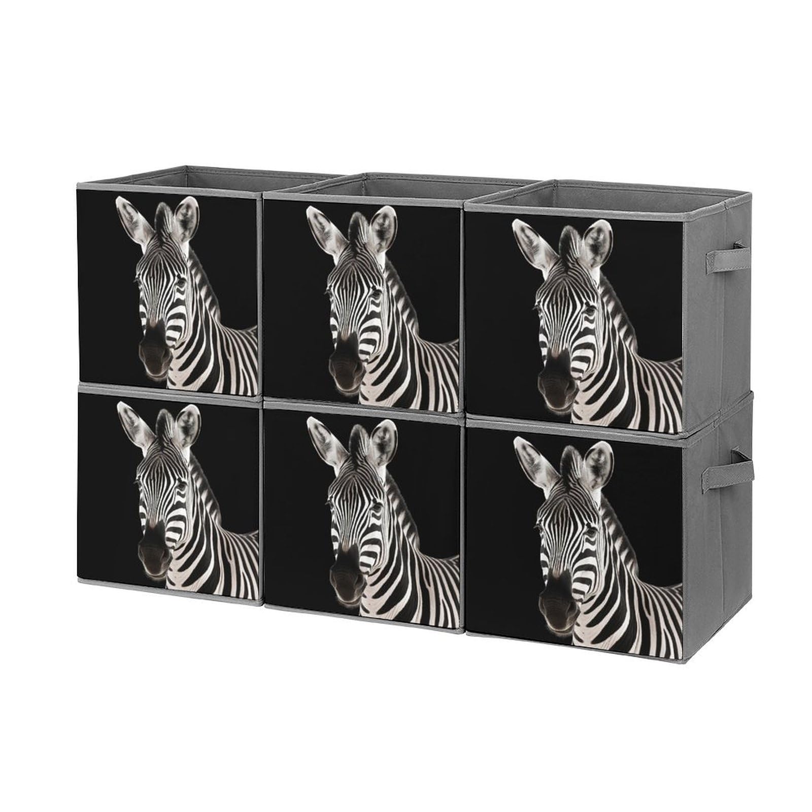 Boîtes de rangement pliables motif zébré 27 cm avec poignées solides