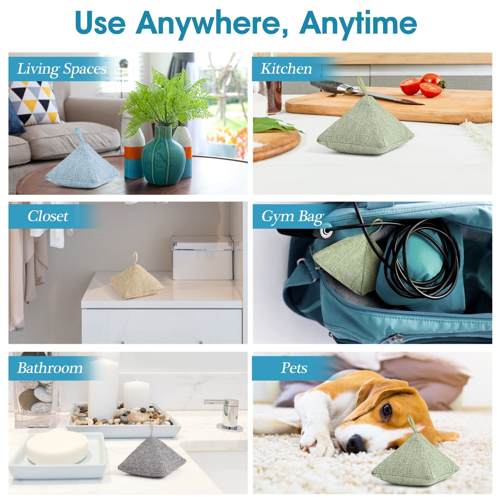 NALACAL Charcoal Bags Odor Absorber, Nature Fresh Bamboo Activated Charcoal Air Purifying Bag, Air Freshener For Home kitchen Drawer Shoe Cabinets Basement Room Refrigerator Car Smell (5Pack)