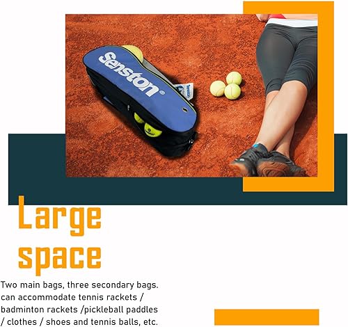 Miniatura 5 de Senston bolsa para raqueta de bádminton o tenis con una correa para llevar al hombro y capacidad para 6 raquetas, impermeable y resistente al polvo