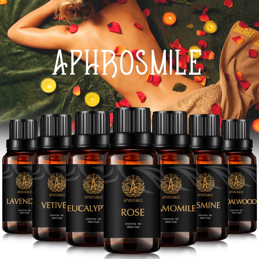 Aromatherapie Rose ätherisches Öl Set für Diffusor -Jasmin,Vetiver,Eukalyptus,Kamille Öle,7x30ml Sandelholz ätherisches Öl Kit für Luftbefeuchter, 100% reines Lavendel esential Öl