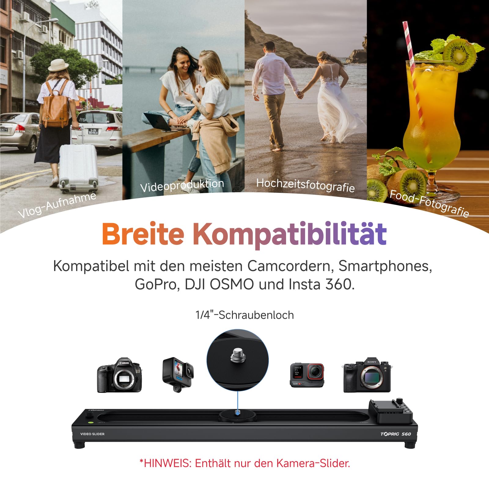 Accsoon Toprig 24"/60cm Motorisierter Kamera Slider – Elektrischer Video Slider mit APP-Steuerung, Zeitraffer, AB-Punkt Einstellung, Schleifenmodus - Perfekt für DSLR, Camcorder, Video-Creation