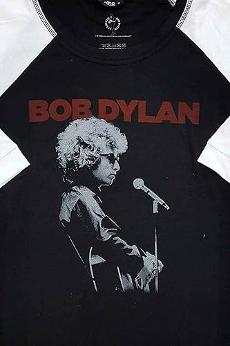 Miniatura 2 de Bob Dylan Camiseta Sound Check Logo Oficial Hombres Negro Raglan Manga 34 Talla XXXXL, NegroBlanco