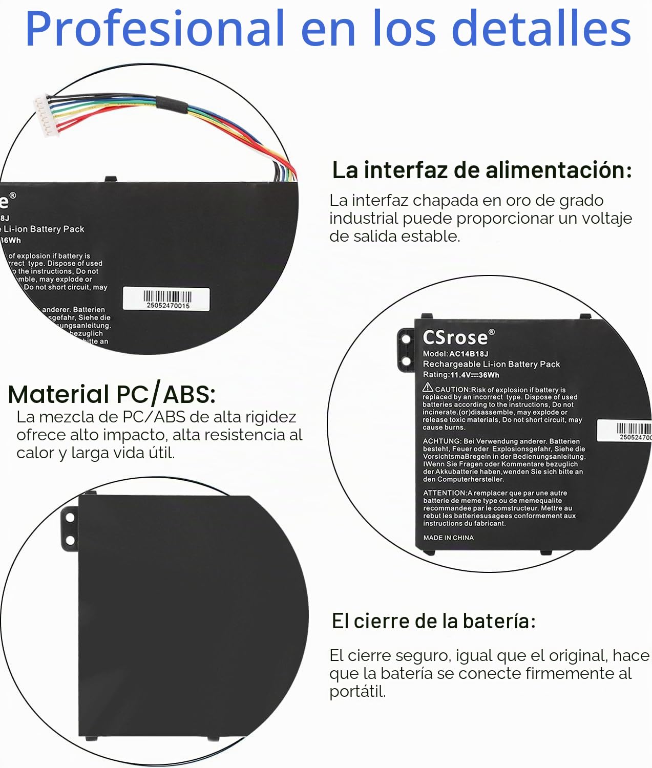 AC14B18J 3ICP5/57/80 Batería para Acer Aspire ES1-531 ES1-533 ES1-571 ES1-731 ES1-131 ES1-521 ES1-522 V3-111 V3-111P V5-122 V5-132 Extensa 2519 Chromebook 11 CB3-111 13 CB5-311 AC14B13J