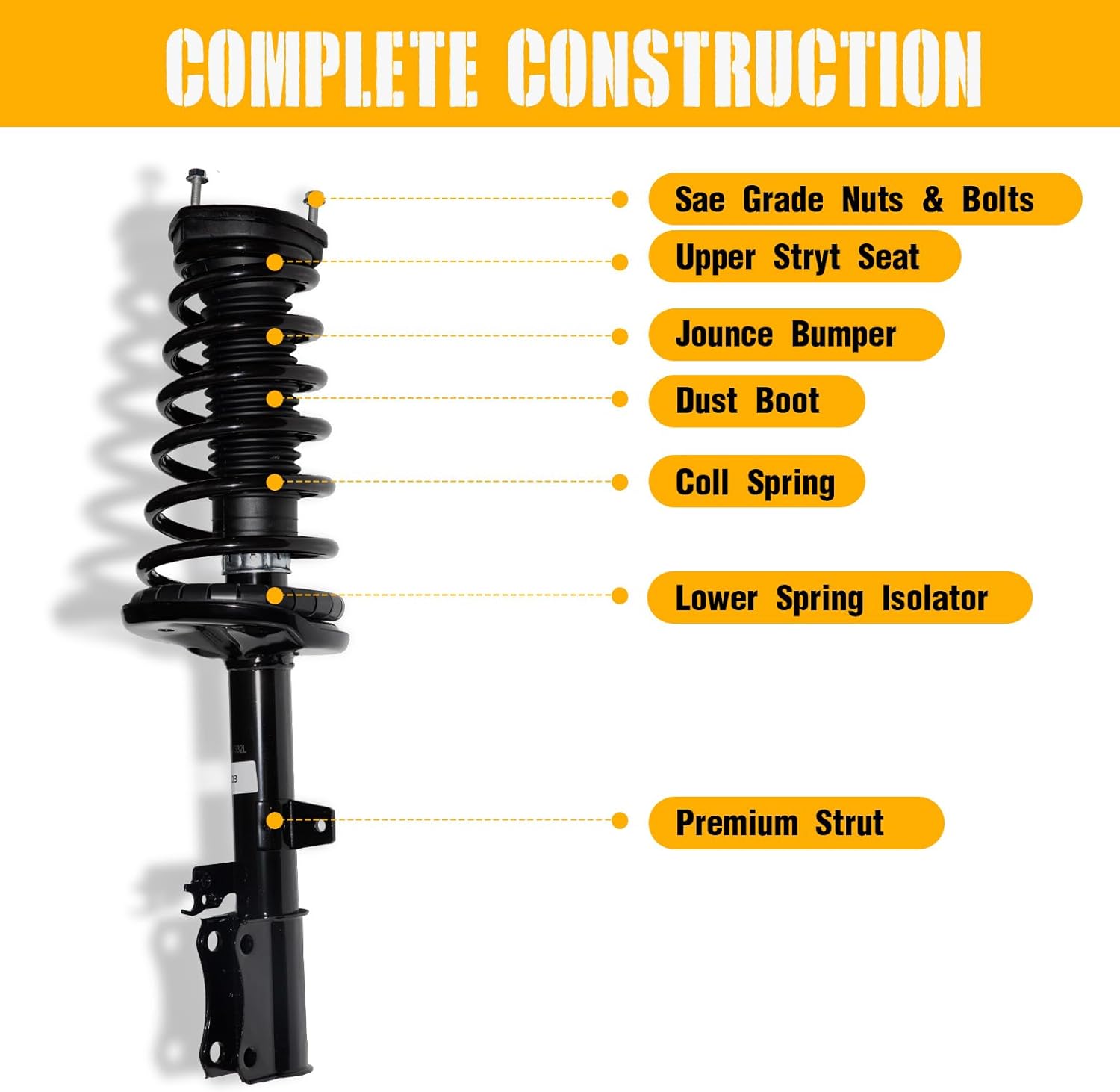 Rear Pair Complete Struts Shocks Assembly w/Coil Spring Replacement for Toyota Camry 1997-2001 Solara 1999-2003 FWD Suspension Kit171680 171681