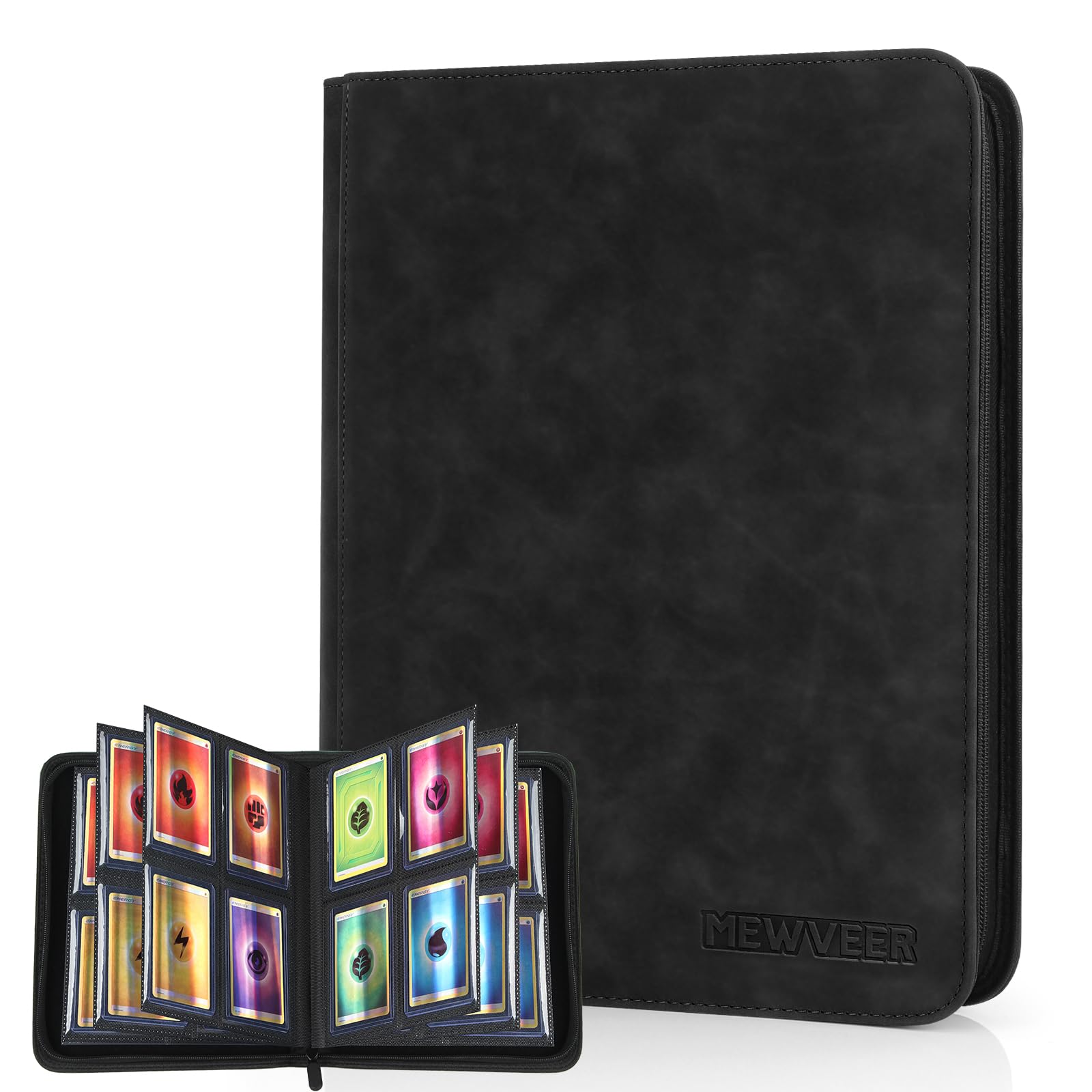 Top Loader Card Binder, Holds 112 Top Loaders Storage, 4 Pockets with Sleeves, Trading Cards Album for Sports Cards, YGO/MTG/TCG Cards Collection Binder - Black (Not for Cards Without a Top Loader)