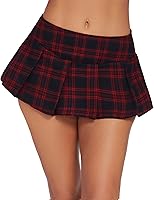 Avidlove Women's Mini Plaid Pleated Skirt - Sexy Schoolgirl Lingerie for Cosplay, Halloween, Role Play XS-XXL
