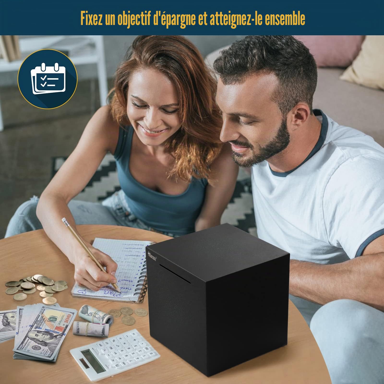 Hicocool Tirelire en Acier Inoxydable pour Adultes, Noir, 19cm | Doit être cassée pour être ouverte