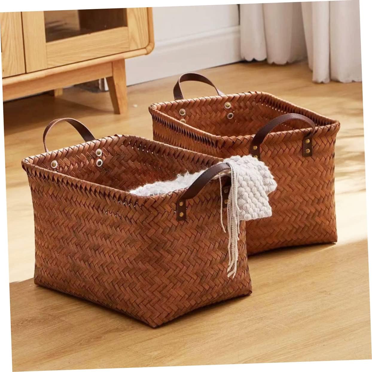 Nursery Decor Storage Basket Woven Makeup Organizing Basket Portable Desktop image 4