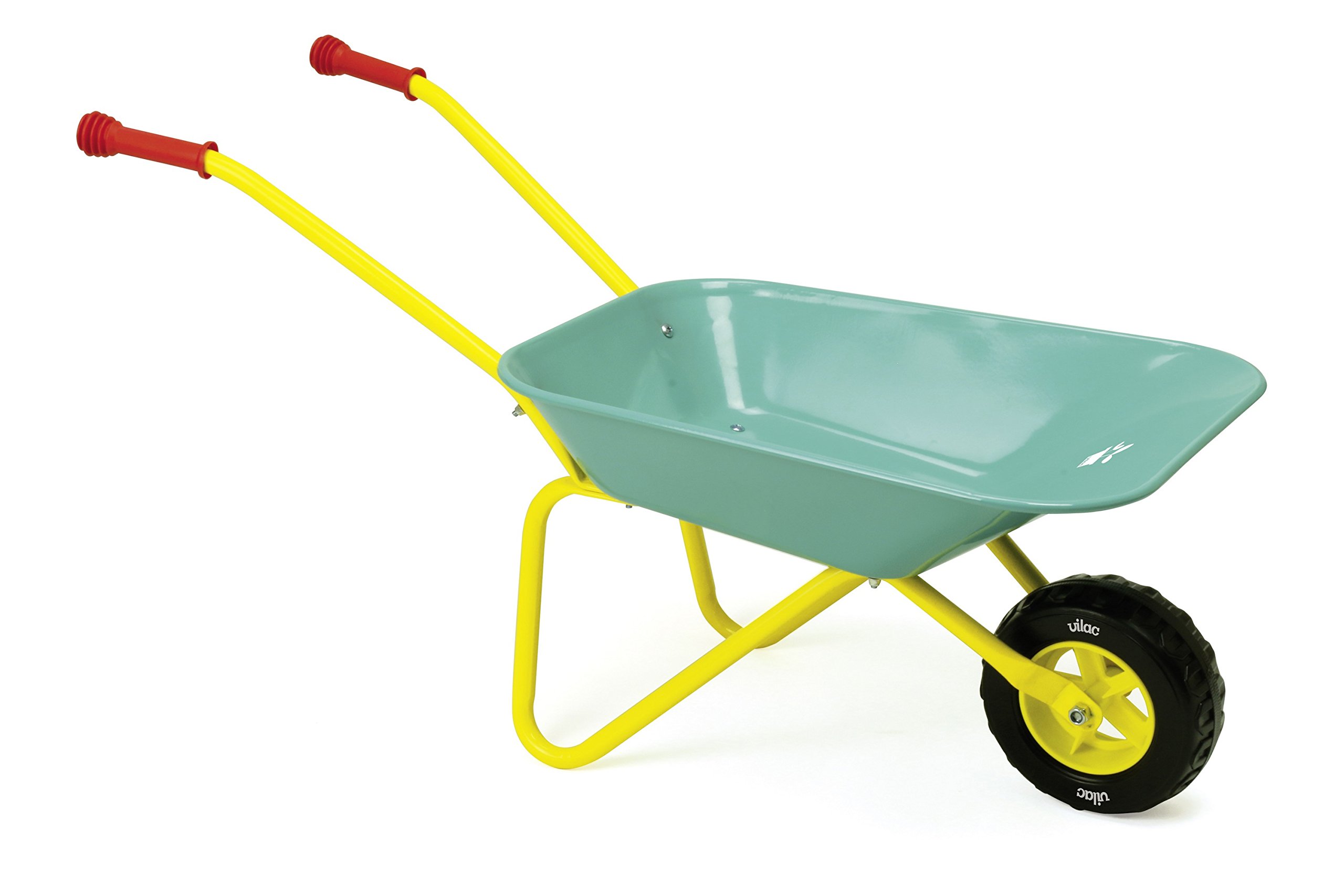 Vilac - Brouette du Petit Jardinier - Couleur Bleu - a partir de 3 Ans - Faite en Métal pour Une Meilleure solidité - Idée Cadeau - Roue pneumatique - Poignée en Silicone pour Un Bon Grip - 3807