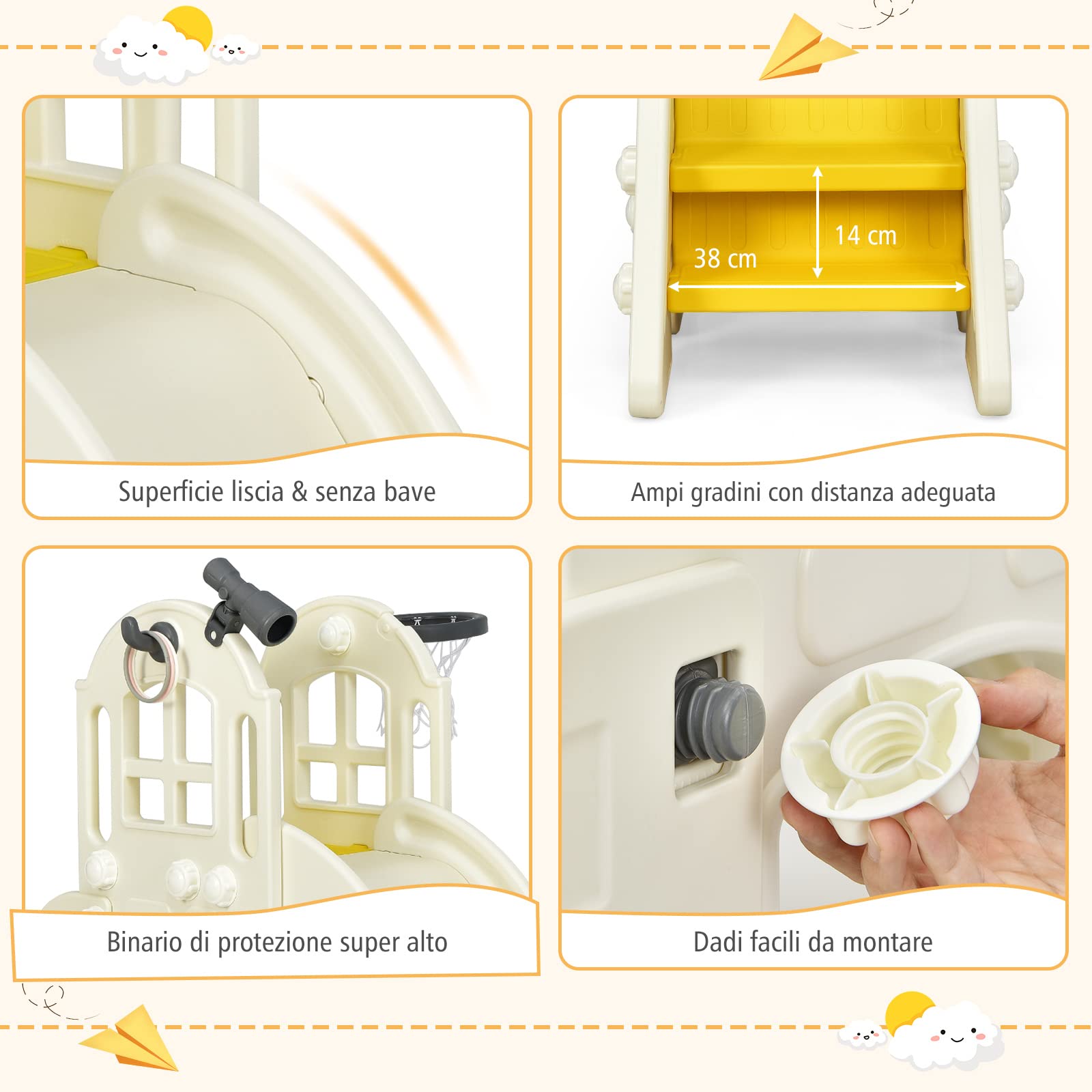 GLACER Cavallo A Dondolo 5 In 1 Per Bambini Con Scivolo, Canestro, Anelli E Sgabello – Playset Convertibile Rosa, Per Interni/Esterni, Età 3+
