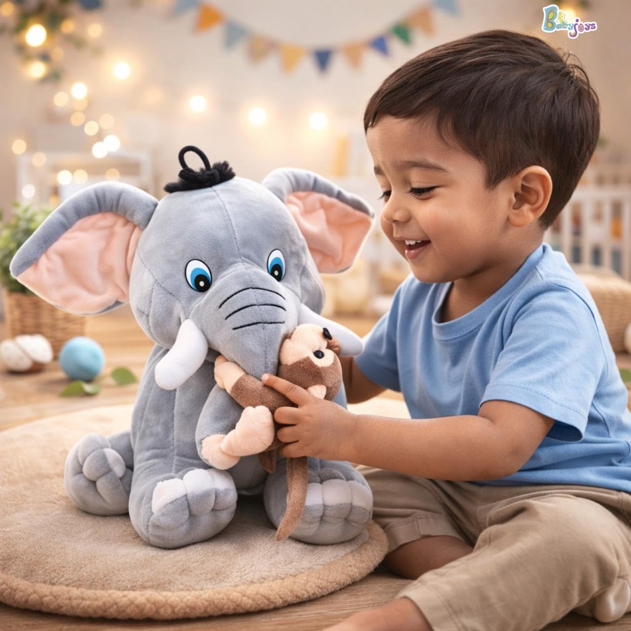 Elephant and Monkey Plush Toy Combo (30cm) Cute Soft Stuffed toy Animal Set for Kids and Babies |Huggable Plushies Gift for Boys and Girls |Baby Safe Cuddle Soft Toy for Room Decor perfect for cuddles 1