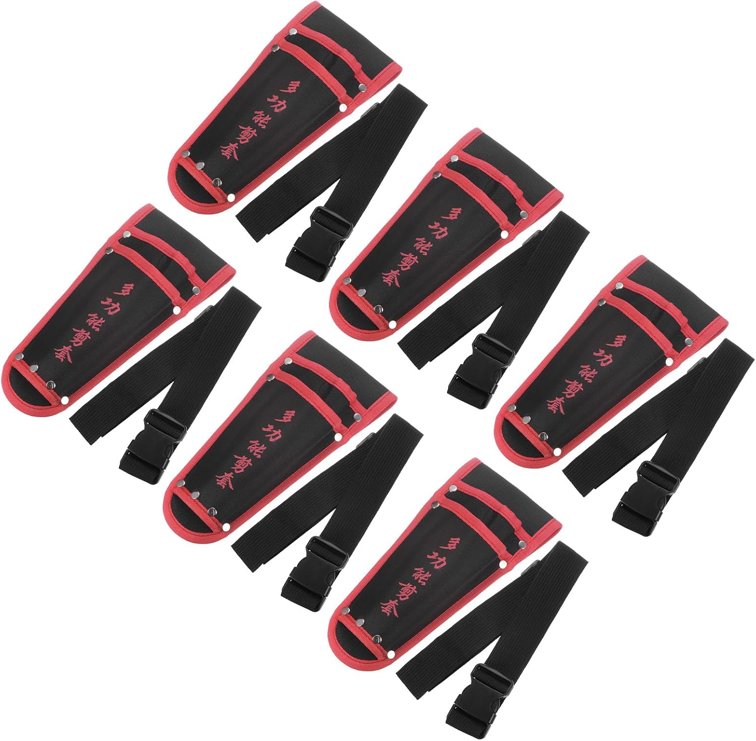 6-Pack Garden Pruner Sheath, Portable Non-Slip Canvas Pruning Shears Sheath Plier Holder W Belt, Garden Scissors Case for Hand Pruner/Garden Shears/Clippers [Red-Black]