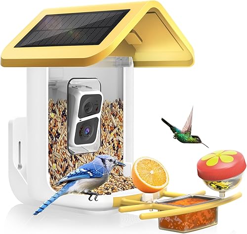 Miniatura 14 de Comedero para pájaros con cámara alimentado por energía solar: alimentador de pájaros con cámara inteligente de vapor en vivo 2K para exteriores