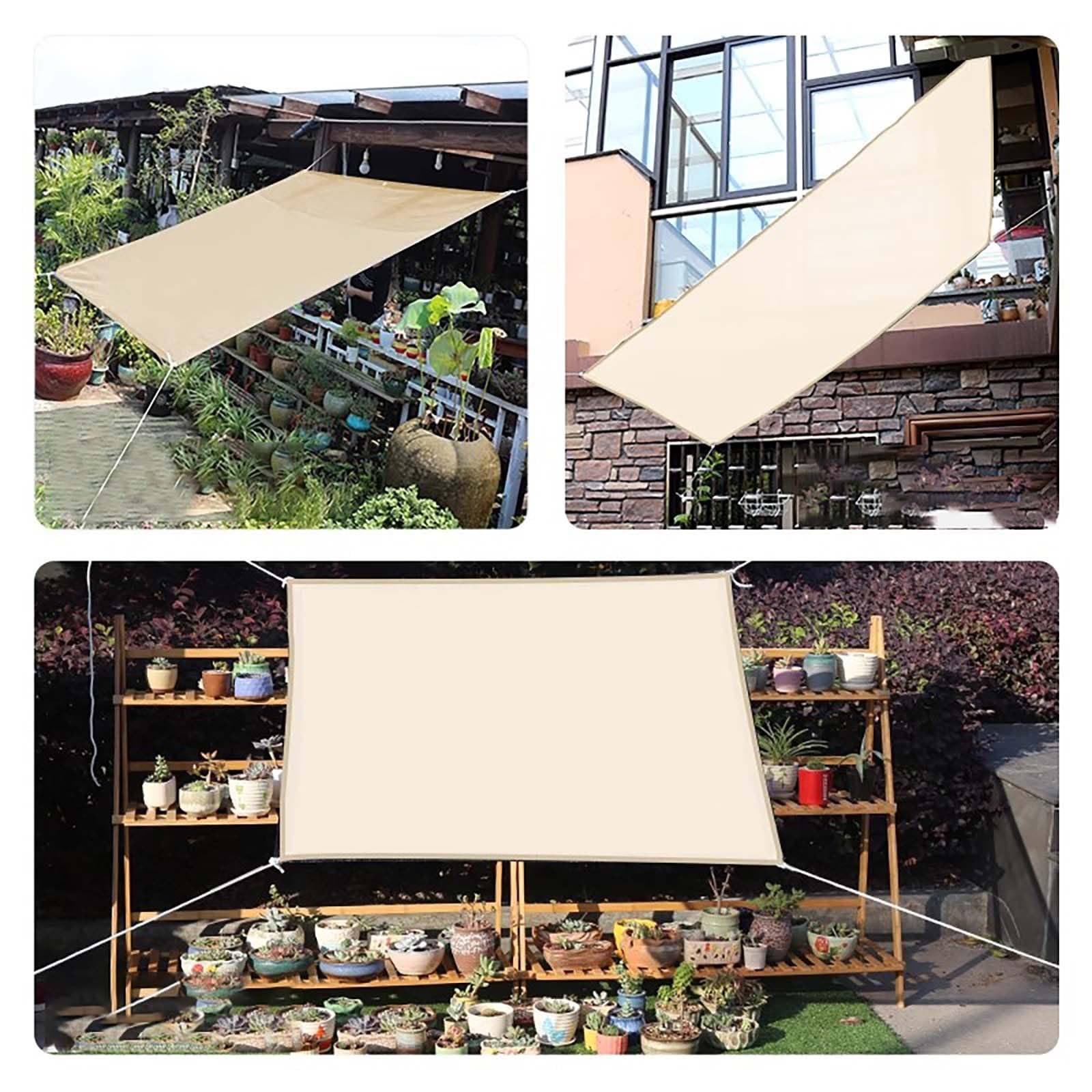 Voile d'ombrage rectangulaire d'extérieur - 200 x 650 cm - Respirant - Avec œillets - Résistant au vent - Pour jardin, terrasse, balcon - Couleur sable - Protection UV
