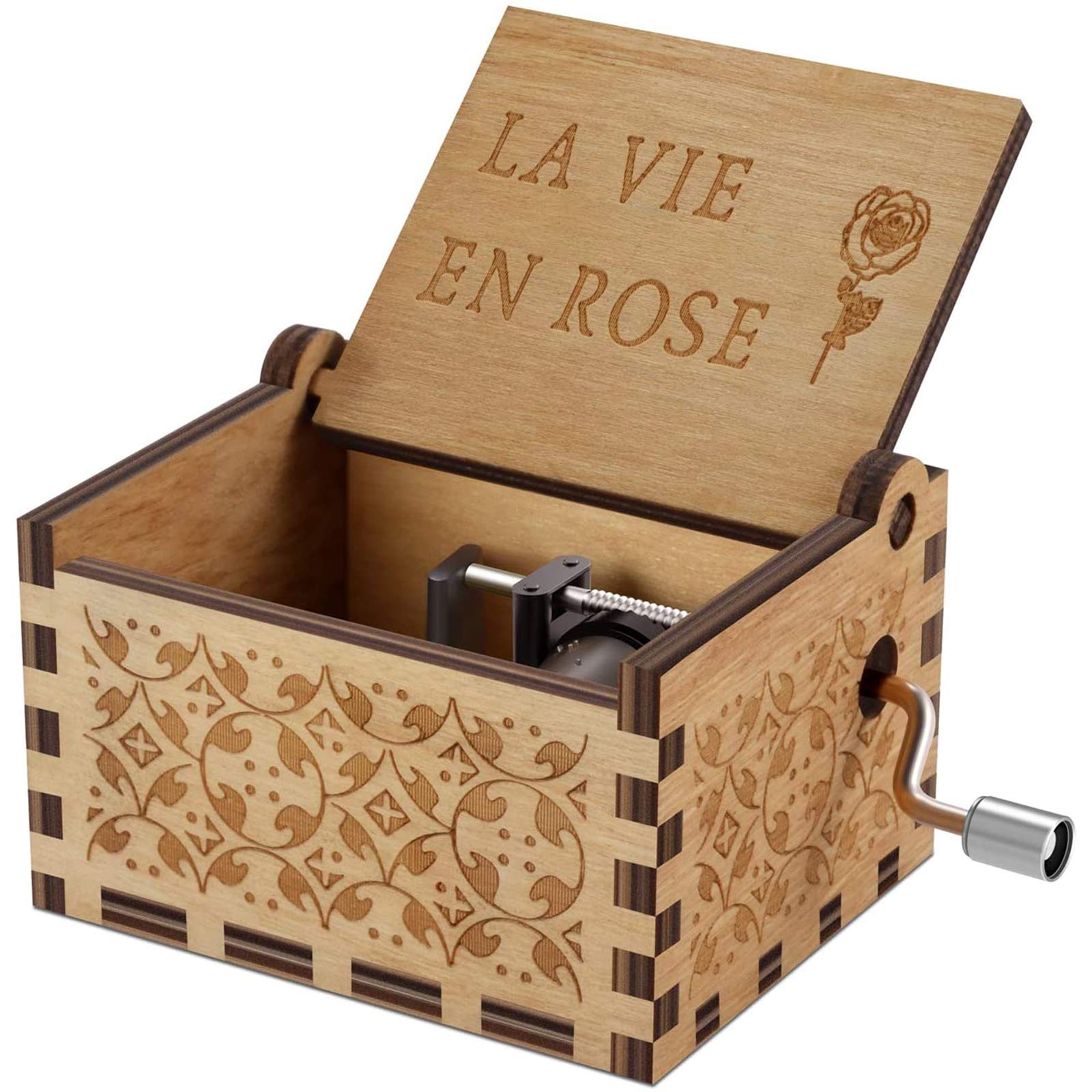 Carillon Manuale In Legno Con Manovella - Musica 'Happy Birthday', Regalo Compleanno Vintage