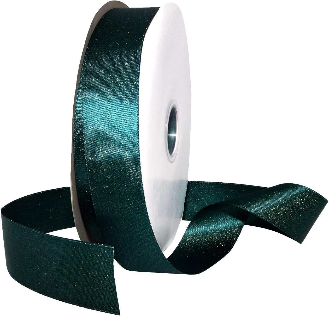 Morex Ribbon Gold Glitter Pearl Satin 1.5 inch by 100 Yards, Teal