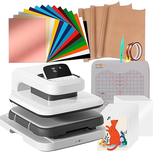 【Premium Bundle】 HTVRONT Automatic Heat Press 2 + HTVRONT Automat Heat Press Accessories Kit, Heat Press Machine for T Shirts with Adjustable Pressure & Higher Heating Height, Heats Up Fast and Evenly