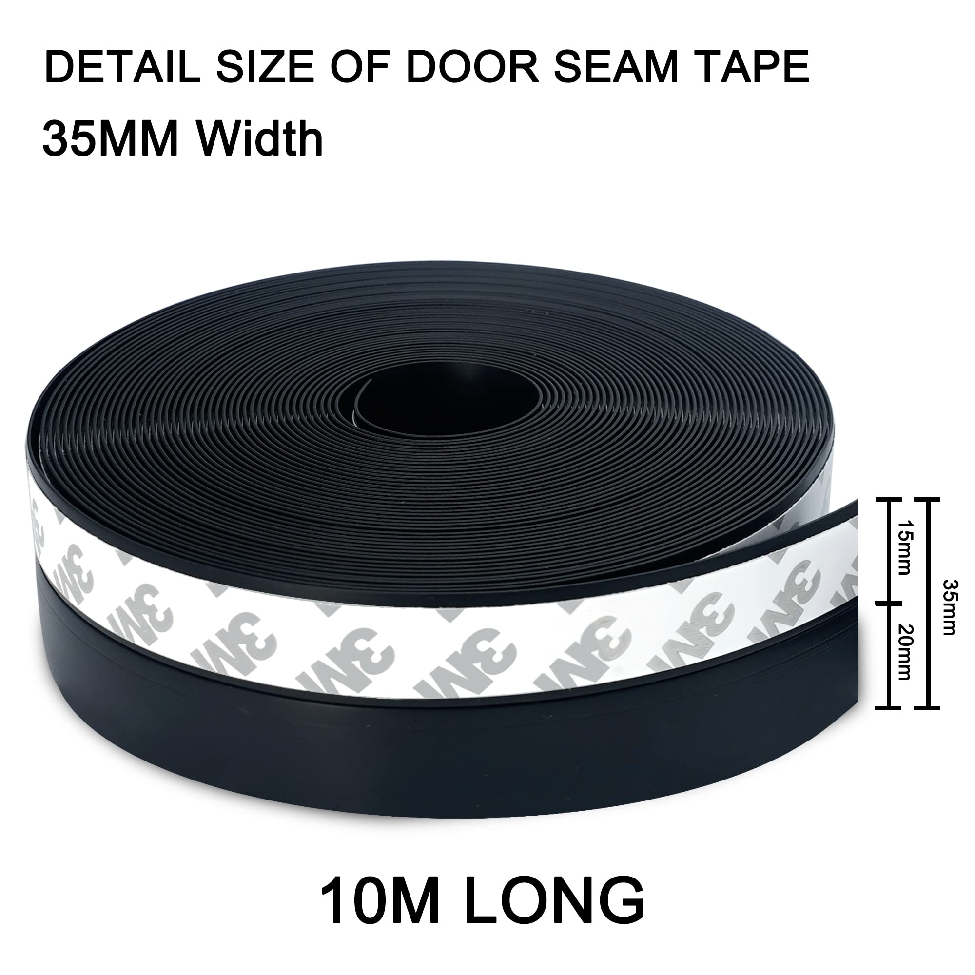 JEMESI Sigillante Autoadesivo, Porta Guarnizione Inferiore, Striscia Sigillante in Silicone Autoadesiva per Porte e Finestre,Insonorizzato, Weather Stripping,10mx35mm (nero)