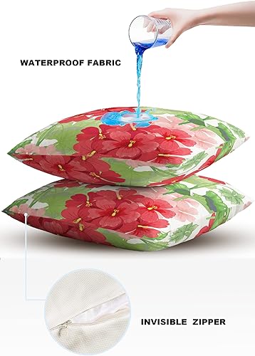 Miniatura 4 de Litter Star Fundas de almohada impermeables para exteriores, 16 x 16 pulgadas, diseño de flores de Tianzu en acuarela, fundas de cojín cuadradas