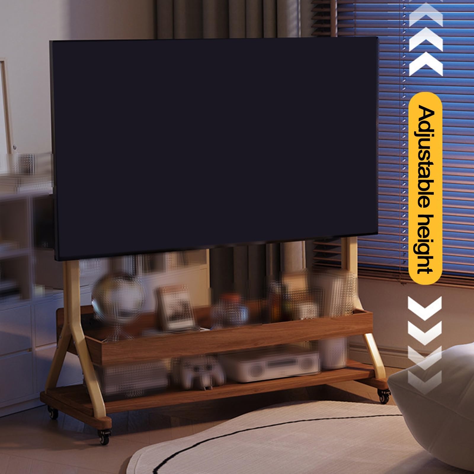 Amazon｜40-85IN テレビ台 キャスター付き 天然木エコボード移動式