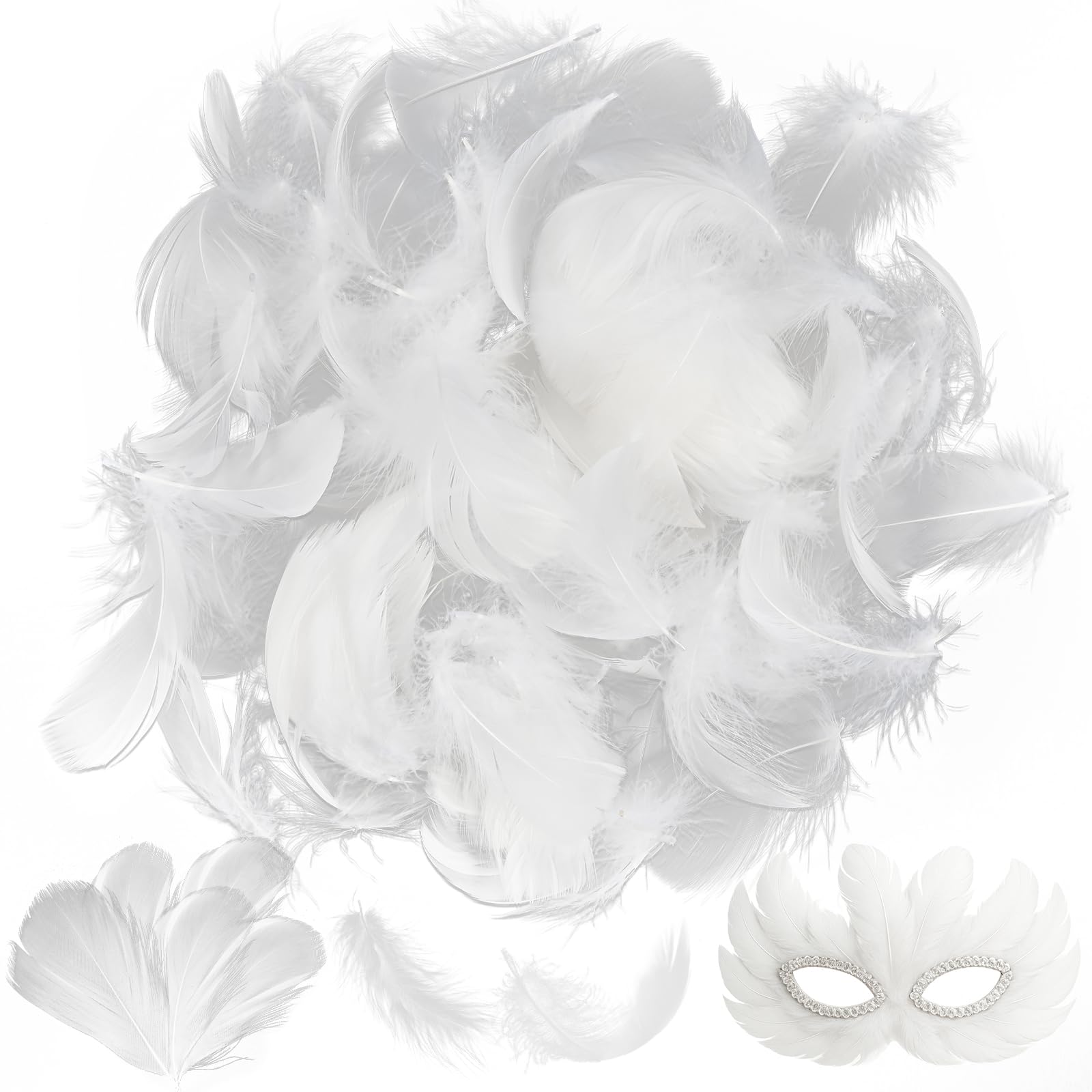 300 Plumes Blanches Naturelles 5-8 Cm - Pour Déco, Mariage, Attrape-rêves, Bricolage Créatif - 7