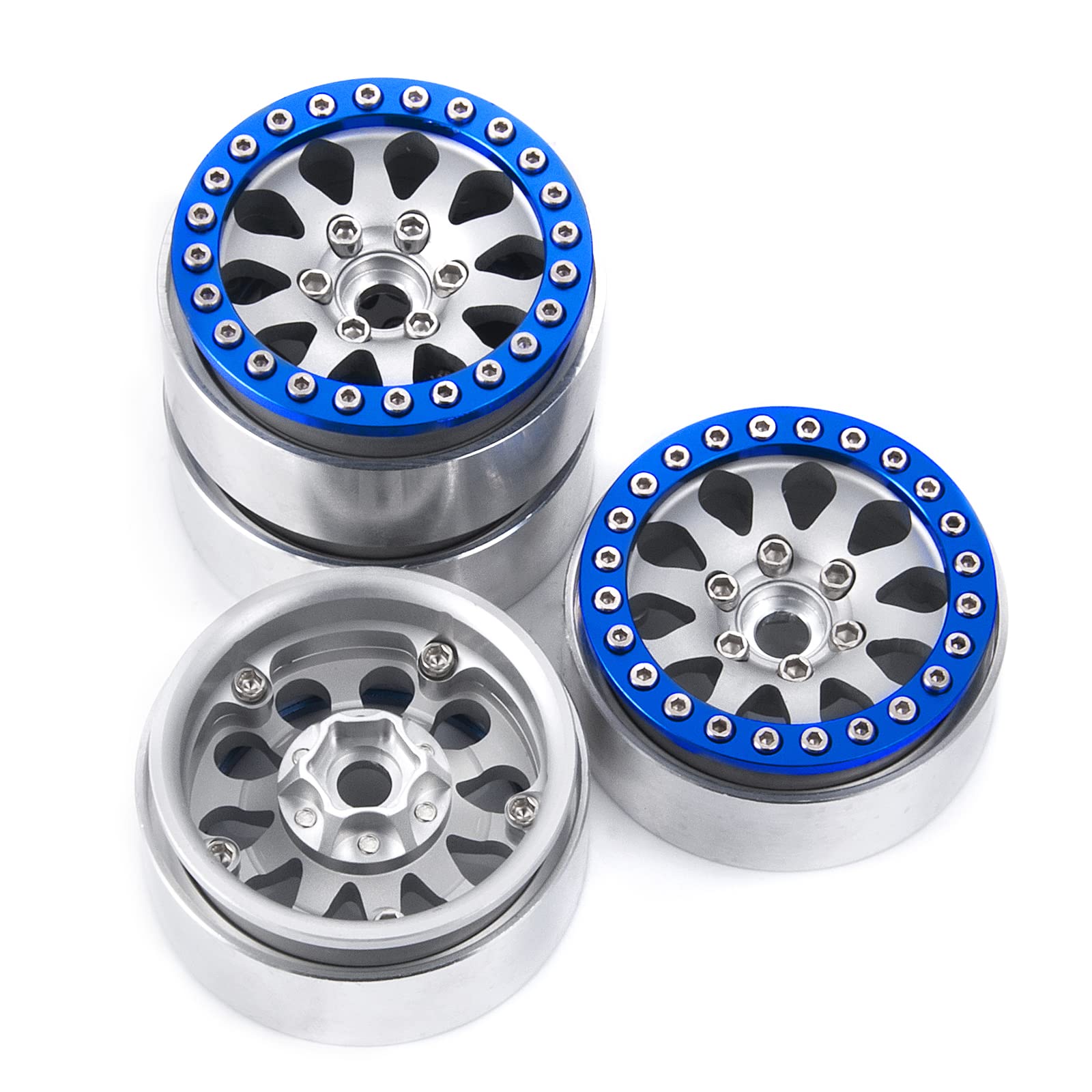 4X 1.9 Alloy Beadlock Felgen für 1/10 RC Crawler Axial SCX10 D90 90046 TRX4 TF2