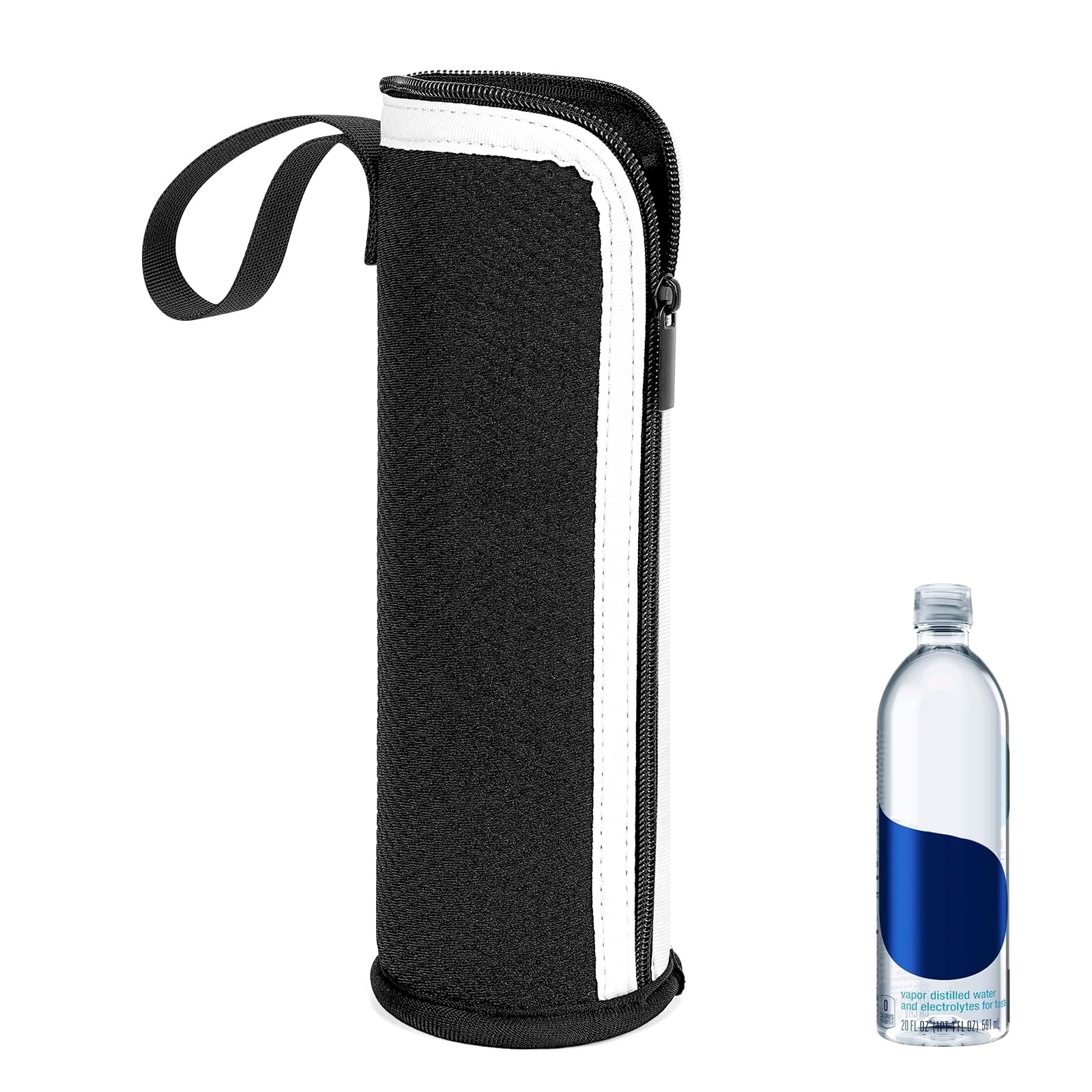 Linkidea Neoprene Bottled Water Sleeve Compatible with Smartwater 16.9/20 Fl Oz, Propel 16.9/24 Fl Oz, Evian, Disposable Water Bottle Cover with Wrist Strap