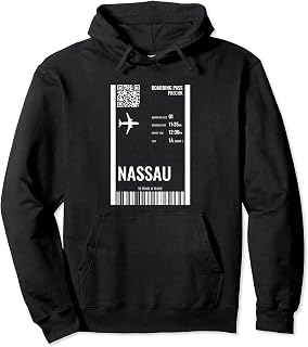 Nassau Bahamas Boarding Pass Airline Ticket Travel Pullover Hoodie
