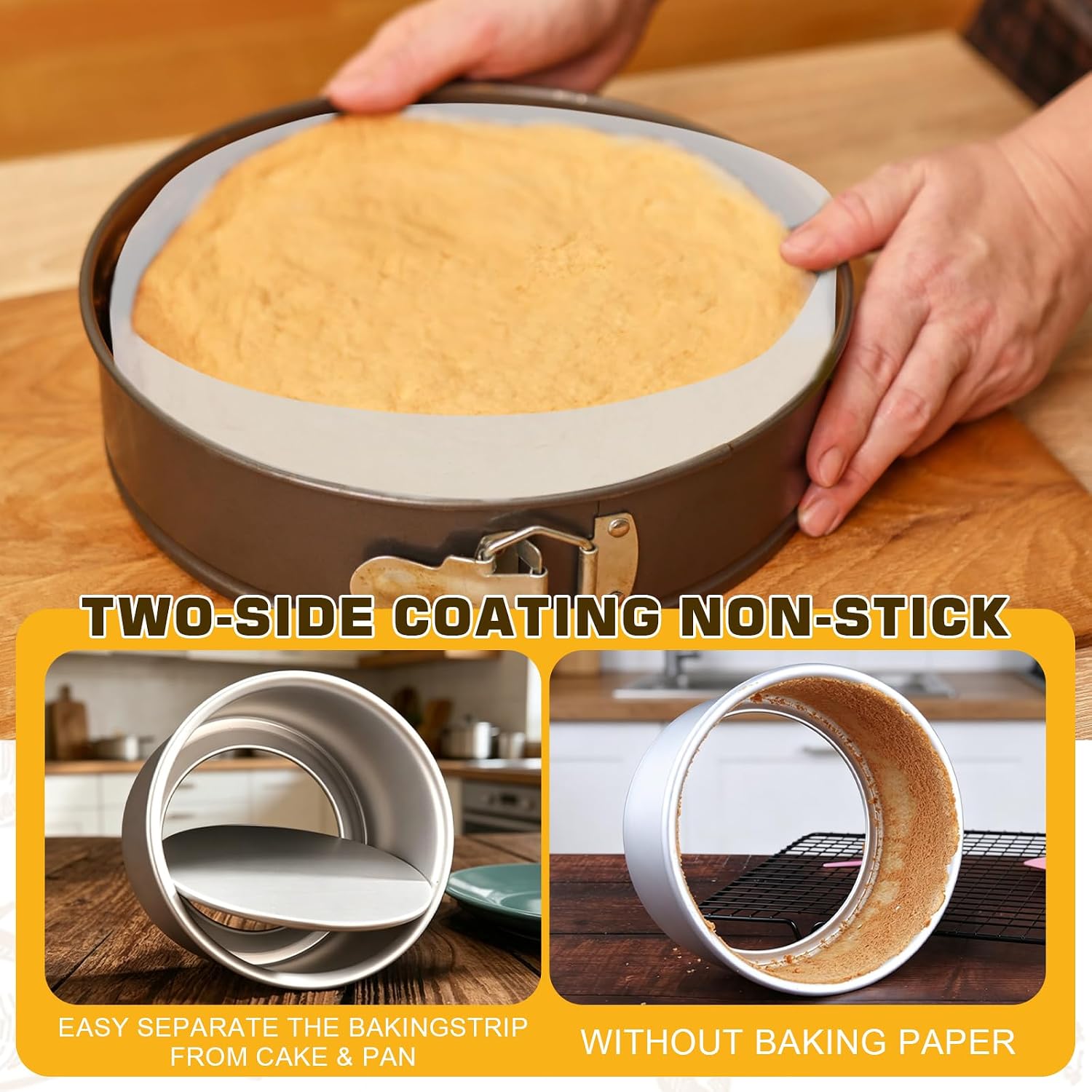 Cake Pan Liner, Non-Stick Parchment Paper Strips for Baking & Cooking - Greaseproof Side Liner Roll for Springform & Round Tins, Heat Resistant up to 446℉ - 2.75in x 164ft