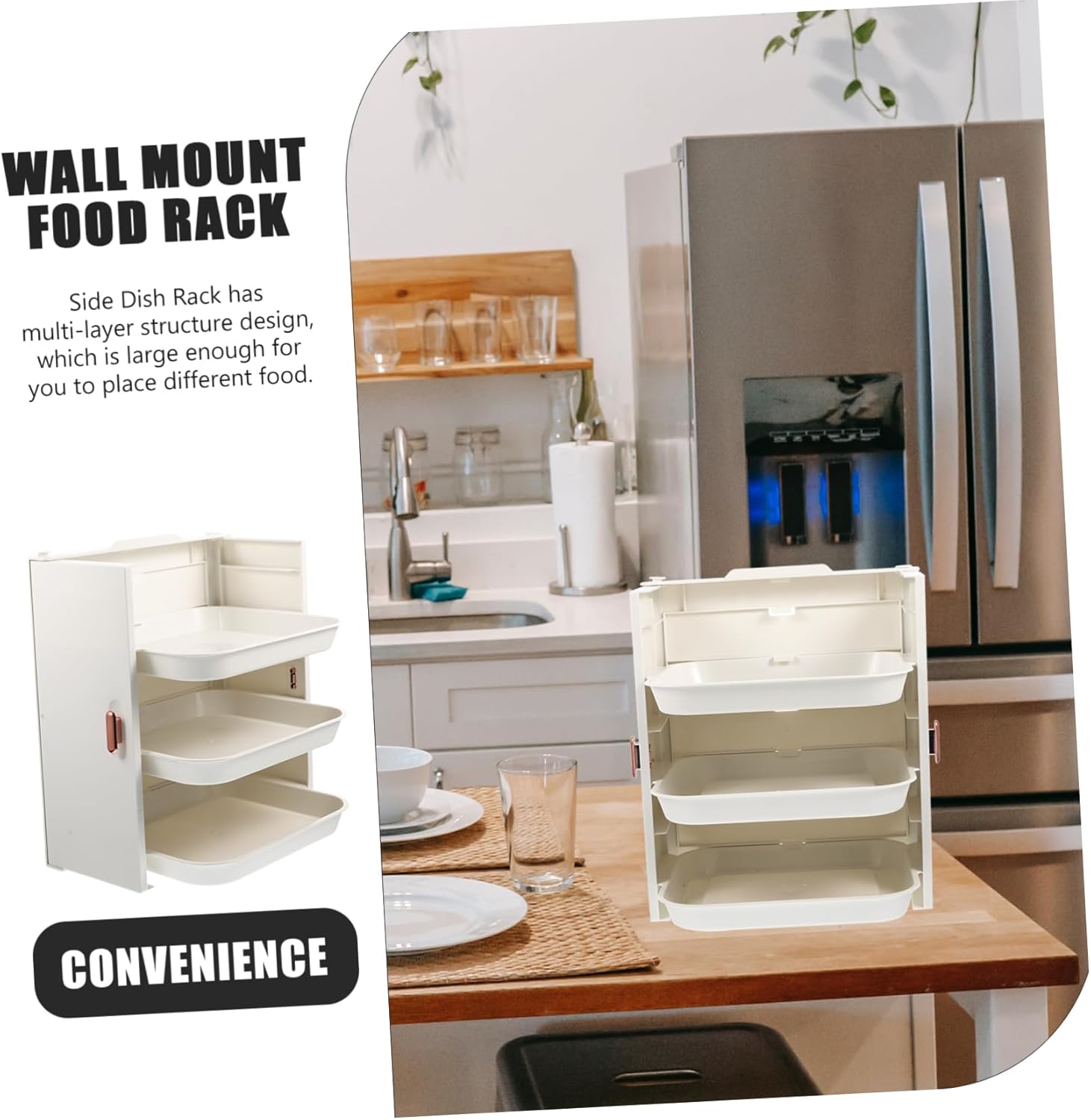 Multi Kitchen Food Storage Rack Punch Vegetable Tray for Hotpot Bbq Material with Sliding Access Space Saving Wall Mounted Design Food Tray Rack