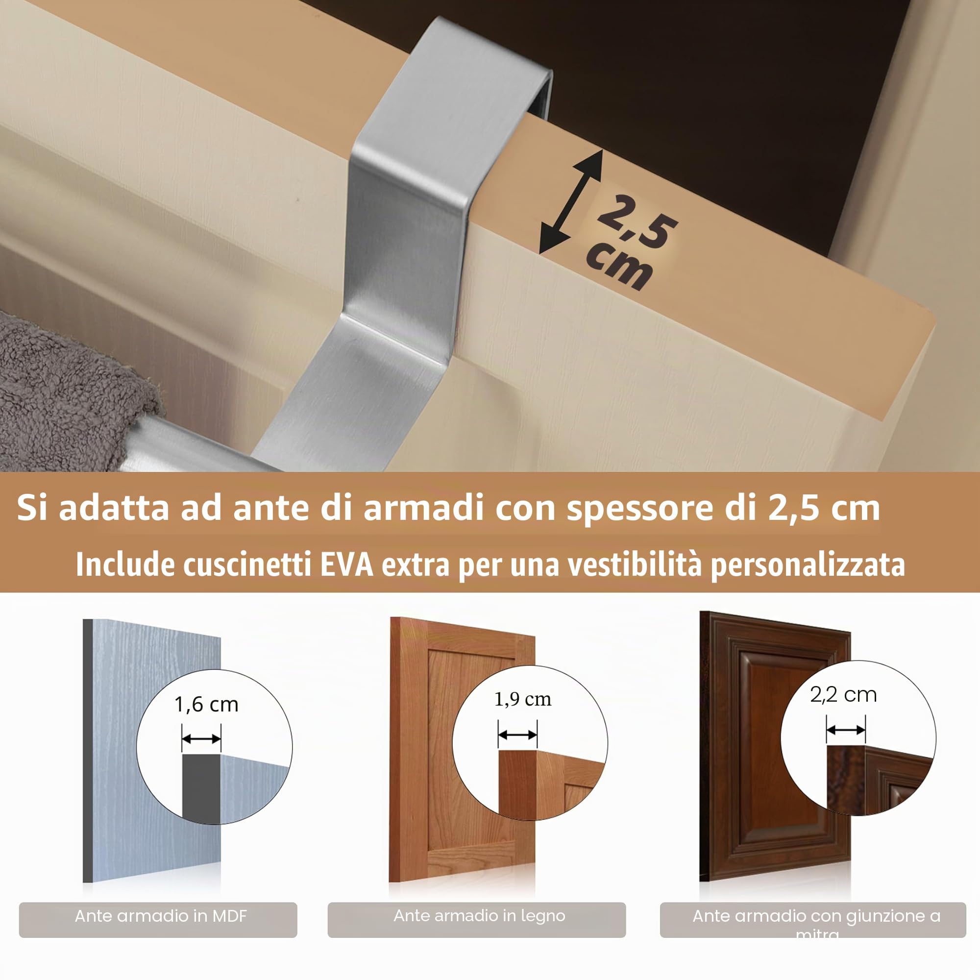 KES Appendi Asciugamani Cucina Porta Strofinacci Cucina Acciaio Inossidabile SUS304 Porta Salviette Barra Canovaccio Porta Porta Asciugamani 2 Pezzi, KTH200S26-2-P2