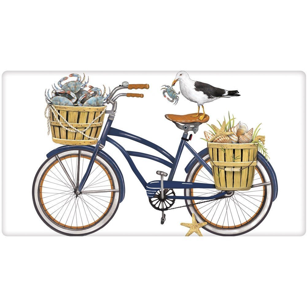Mary Lake-Thompson Blue Crab Bike Cotton Flour Sack Kitchen Towel