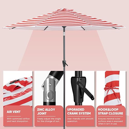 Miniatura 117 de Tempera Patio Market Outdoor Table Umbrella with Push Button Tilt and Crank,Large Sun Umbrella with Sturdy Pole&Fade resistant canopy,Easy to set