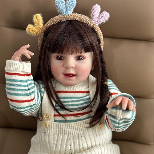 Miniatura 4 de YIHANGG Realistics Reborn Baby Doll 23.6 in 24 pulgadas Muñeca pequeña con cuerpo de tela de silicona suave para niña, princesa Bebe regalo de