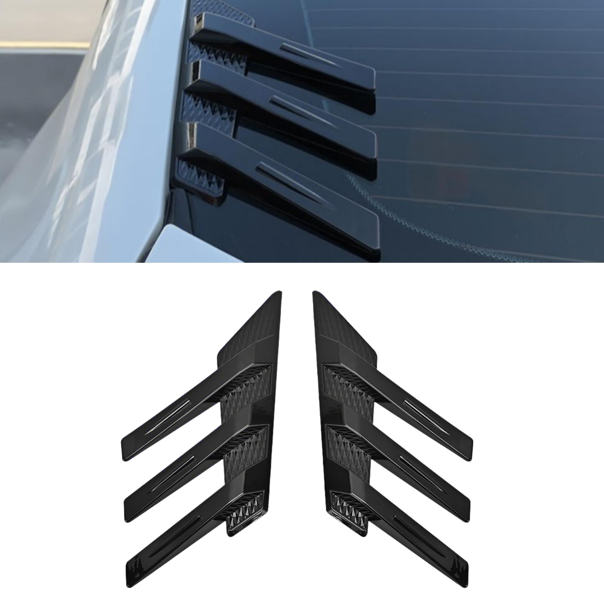 QIZUN Rear Window Spoiler for XPENG G9 2024 2025 Side Quarter Panel Louver Trim Air Deflector Aerodynamic Sporty Look 2 Pcs,Gloss Black