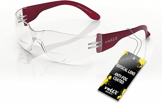 voltX GRAFTER Bifocal Lightweight Reading Safety Glasses CLEAR LENS +1.5 Dioptre Cycling Sports Glasses UKCA & CE EN166f UV400 anti fog coated lens