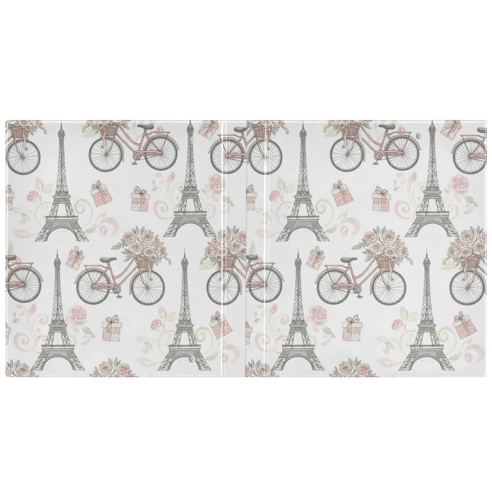 Raccoglitore a tre anelli con fiori rosa e bianco, 3,8 cm, flessibile, confezione da 2