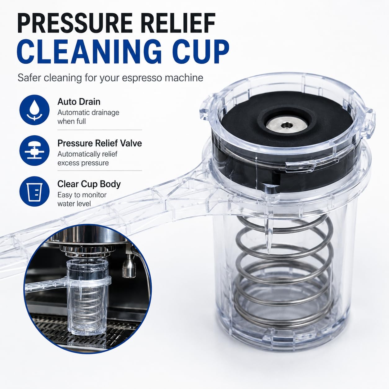 TsoLay Kit Limpieza Cafetera E61, Retrolavado con Liberación Automática De Presión, Cabezal De Preparación Autolimpiante para Todas Las Cafeteras Estándar con Cabezal De Preparación De 58 Mm