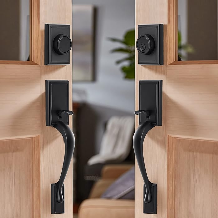 Buy Natsukage Front Door Handle Set Heavy Duty Double Door Lock Set Matte Black Double Door