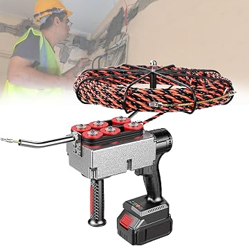 Electrician Wall Wiring Machine,Cordless Electric Wire Puller, 40m/min Stringing Wire Machine, Brushless Lithium Electric Threading Machine,for Pipe Decoration Communication Cable