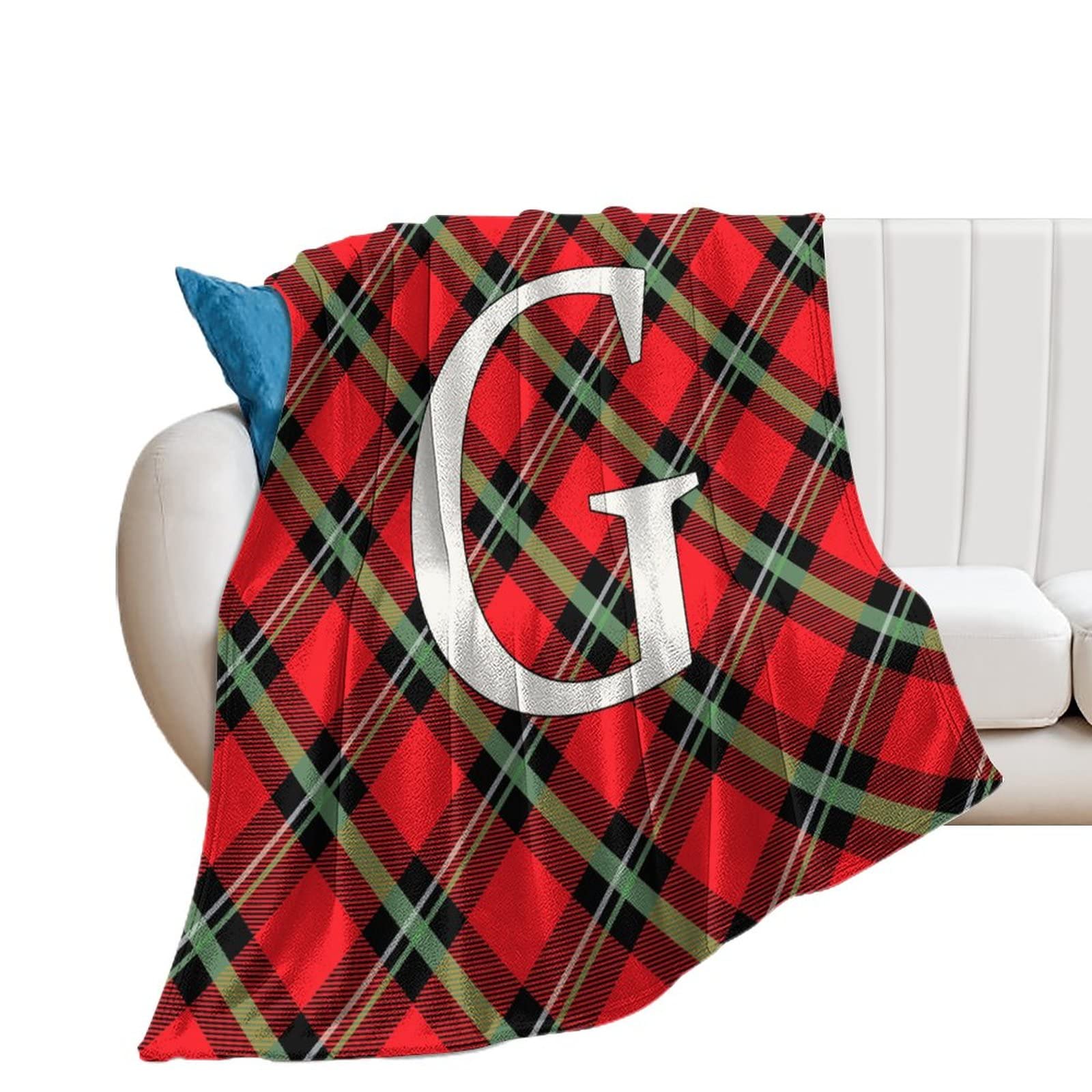 Plaid en flanelle lettre G 178 x 203 cm pour homme, femme et enfant à la maison